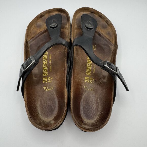 Birkenstock Gizeh Sandals Womens EU 38 US 7-7.5 Black Cork Narrow - Picture 6 of 9